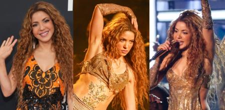 Shakira apostó por el dorado para sus tres estilismos en los Grammy 2025, celebrados el domingo en Los Ángeles