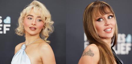 Sabrina Carpenter y Milet Cyrus en la alfombra roja de los premios Grammy