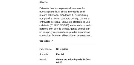 Indignación por una oferta de camarero con sueldo máximo de 900 euros: “¿Desde cuándo 42 horas semanales es jornada parcial?”