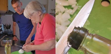 Tan sencillo como untar el cuchillo con un poco de aceite para despedirte de las lágrimas al cortar la cebolla.