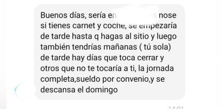 La respuesta de una solicitante a una oferta de empleo de camarero que ha abierto un debate en las redes: 