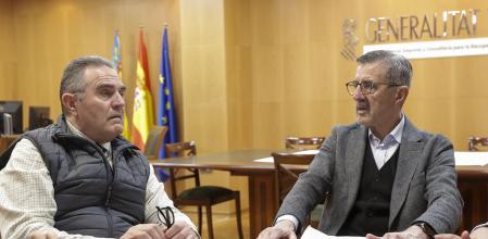 El vicepresidente y conseller para la Recuperación Económica y Social, Francisco José Gan Pampols, durante la reunióncon el Comisionado especial del Gobierno para la reconstrucción, José María Ángel.&nbsp;