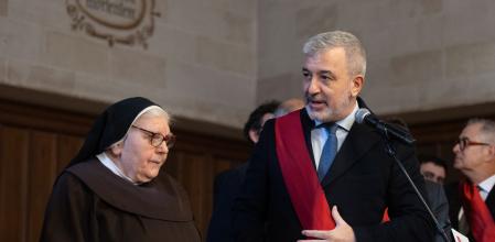 Jaume Collboni, el año pasado, en su primera visita como alcalde a las monjas de Pedrlalbes&nbsp;