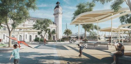 Simulación de cómo quedará el entorno del edificio del Reloj de València, en el que se invertirá un total de 1,8 millones de euros