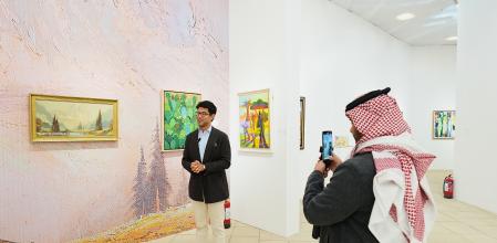 DIRIYAH, SAUDI ARABIA - FEBRUARY 01: General view of the Exhibition. Sotheby's opens the doors to its exhibition in Diriyah, ahead of the first ever auction in Saudi Arabia. Over 100 paintings, sculptures, jewels, handbags, watches and sports memorabilia are unveiled to the public in Diriyah's Bujairi terrace for a week-long public exhibition, ahead of the inaugural auction on 8 February on February 01, 2025 in Diriyah, Saudi Arabia. (Photo by Amal Alhasan/Getty Images for Sotheby's )