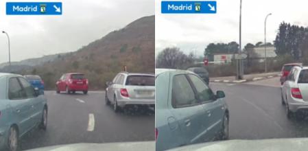 Un conductor se cruza sin mirar para salir de una rotonda desde el carril interior