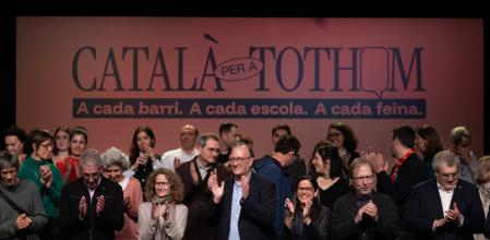 Representantes de la iniciativa&nbsp;‘Català per a tothom’ en el acto de presentación en el Born CCM en Barcelona&nbsp;