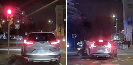 El indignante momento en el que un conductor se salta un semáforo en una calle de L'Hospitalet de Llobregat
