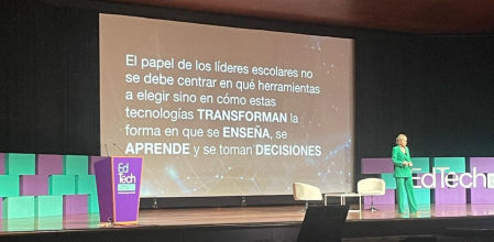La copresidenta del Consejo Asesor de Inteligencia Artificial de Naciones Unidas, Carme Artigas, durant la ponencia inaugural del congreso/Junior Report