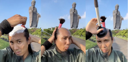 Comprobó la efectividad de su afeitado con un desatascador