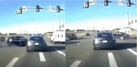 El coche frenó para evitar el impacto