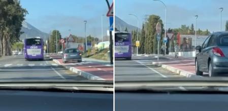 El extraño momento en el que un vehículo invade un doble carril bici en una calle de Jaén: “Es Pedro Picapiedra”