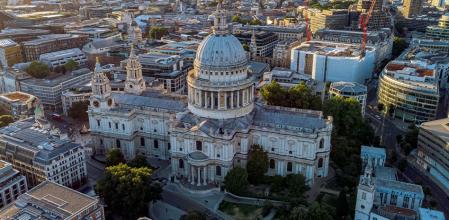 Vista aérea de la catedral de St Paul, en Londres