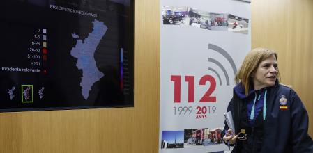 La delegada del gobierno en la Comunidad Valenciana, Pilar Bernabé, en el Centro de Coordinación de Emergencias de la Generalitat.&nbsp;