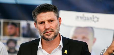 June 3, 2024, West Jerusalem, Israel: Israel's Finance Minister Bezalel Smotric addresses the relatives of Israelis being held hostage during the rally. Relatives and friends of Israelis held hostage by Palestinian Hamas militants in the Gaza Strip, gathered to listen to the Israeli Finance Minister during a rally in the center of Jerusalem. The Israeli's prime minister's far-right coalition partners, party leaders National Security Minister Itamar Ben Gvir and Finance Minister Bezalel Smotrich threatened on June 1 to quit the government if he goes ahead with a hostage release deal outlined by US President Joe Biden.