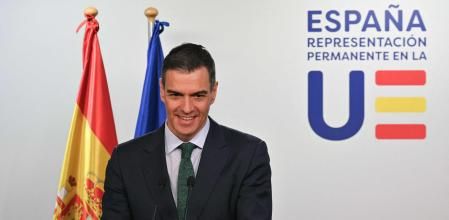 Pedro Sánchez, en la noche de este jueves en Bruselas, al término de la reunión extraordinaria del Consejo Europeo&nbsp;