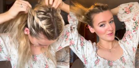 La joven sabe trenzarse el pelo a toda velocidad