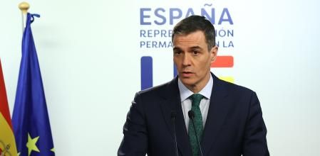 El presidente del Gobierno, Pedro Sánchez, ofrece una rueda de prensa en Bruselas (Bélgica) 
