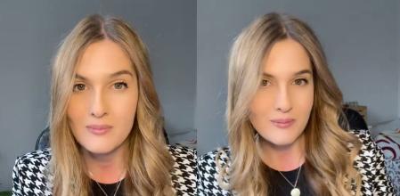 Beatriz Gómez en dos momentos del vídeo que ha publicado en las redes