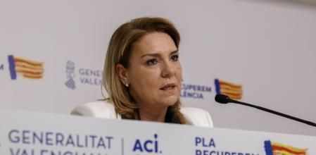 La vicepresidenta primera y portavoz del Consell, Susana Camarero, durante la rueda de prensa para informar de los asuntos tratados.&nbsp;