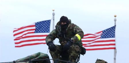 Un soldado de EE.UU en la capital, Washington