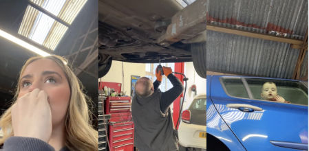 La chica se sorprendió al verlo