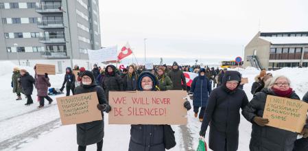 &nbsp;Una protesta en Nuuk, en febrero&nbsp;