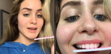 Una chica se lima los dientes en casa, en uno de los retos virales de TikTok