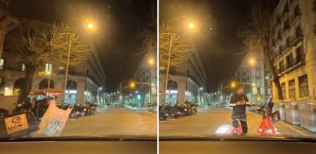 La tremenda discusión entre un conductor y un ciclista cuando tienen un incidente en un semáforo de una calle de Barcelona