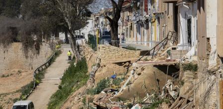 Edificios destrozados junto al barranco, en Picanya.&nbsp;