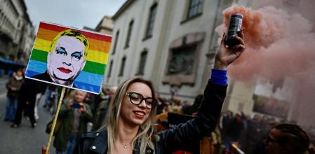 Protesta contra Orbán, la semana pasada en Budapest, después de que prohibiera la reunión anual del orgullo gay