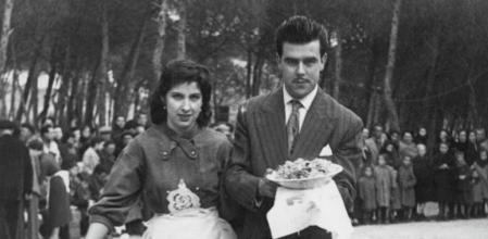Nuri Calafell y Jordi Noguera en la Fiesta del Arroz de Sant Fruitós de Bages en 1952&nbsp;