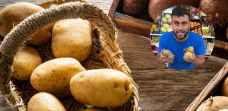 El frutero explica la diferencia entre patatas buenas y malas.