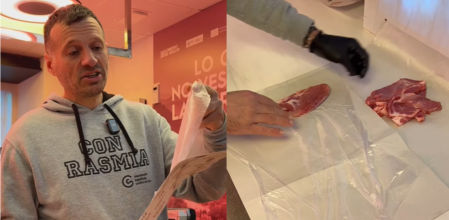 Un carnicero explica el uso del papel transparente.