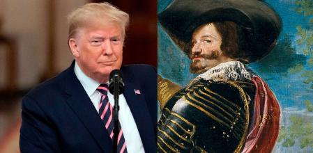 El presidente estadounidense Donald Trump y el valido de Felipe IV, el conde-duque de Olivares, en un retrato de Velázquez