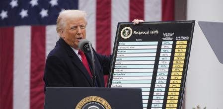 Trump anunció con un gran cartel el desglose de los aranceles que impondrá a cada país