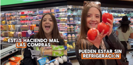 Mariana Zapién explica el orden para colocar los productos en la cesta de la compra.