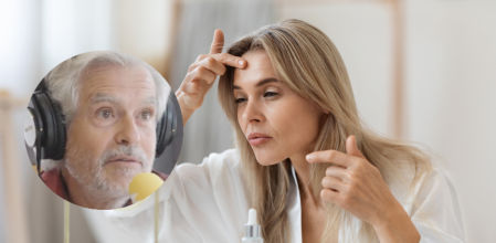 Una joven siguiendo su rutina de cuidado de la piel