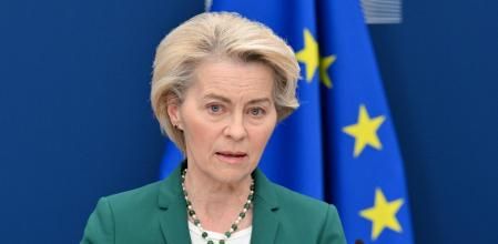La presidenta de la Comisión Europea, Ursula von der Leyen, ayer, en Bruselas