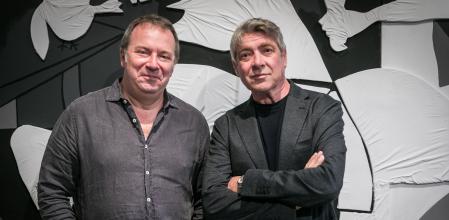 El director de Temporada Alta, Narcís Puig, y el actor Pere Arquillué en Espais Volart&nbsp;