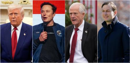 Donald Trump, Elon Musk, Peter Navarro y Jared Kushner