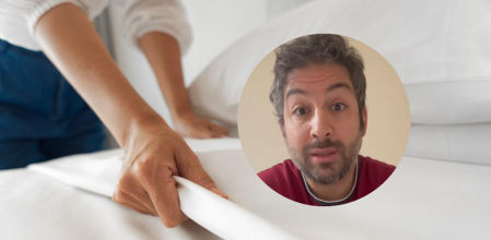 Imagen una mujer haciendo la cama