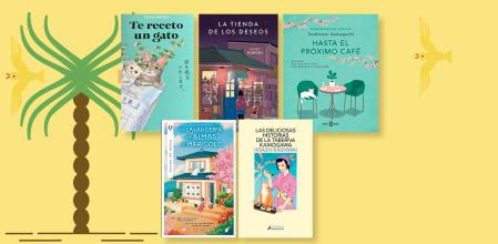 El gato recibe a los lectores a la manera de un Maneki-Neko desde la portada de los libros “sanadores” que vienen de Japón, y ahora también de Corea. Maneki-Neko