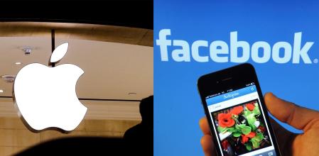 Fotografía que muestra los logos de Apple y Facebook, de Meta&nbsp;