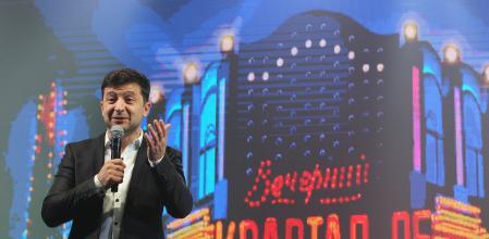 Volodímir Zelenski, ya candidato, participando en un ‘talk show’ en marzo del 2019