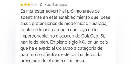 La reseña de la coctelería