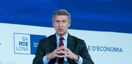 Alberto Núñez Feijóo, interviene durante su intervención ayer en el Cercle.