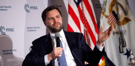 El vicepresidente estadounidense JD Vance, el miércoles durante la Reunión de Líderes organizada por la Conferencia de Seguridad de Múnich