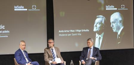 Urkullu, Vila y Mas, ayer, en el auditorio de La Salle-URL