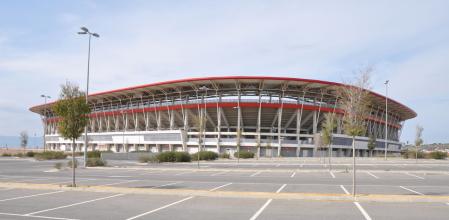 Parking del estadio de la Nueva Condomina, en Murcia.